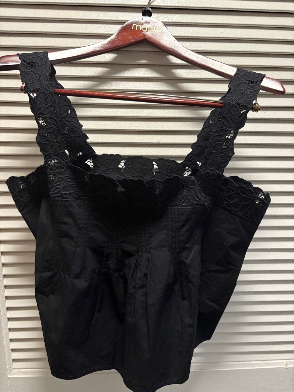 J.Crew Lace Trim Pleated Camisole in Black Large NWT